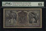 1935年荷属印度爪哇银行25盾。NETHERLANDS INDIES. Javasche Bank. 25 Gulden, 1935. P-80a. PMG Gem Uncirculated 65 