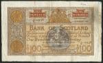 Bank of Scotland, £100, 4 December 1946, serial number 3/K 0938, brown on pale orange underprint, ar