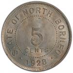 World Coins - Asia & Middle-East. BRITISH NORTH BORNEO: George V, 1910-1936, 5 cents, 1928-H, KM-5, 