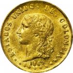 COLOMBIA. 1869 20 Pesos. Popayán mint. Restrepo M339.4. MS-61 (PCGS).