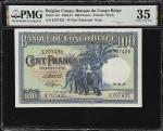 BELGIAN CONGO. Banque du Congo Belge. 100 Francs, 1947. P-17c. PMG Choice Very Fine 35.