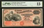 COLOMBIA. Banco Nacional. 50 Pesos, 1899. P-S639. PMG Choice Fine 15.