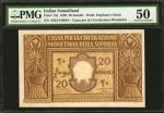 ITALIAN SOMALILAND. Cassa Per La Circolazione Monetaria Della Somalia. 20 Somali, 1950. P-14a. PMG A