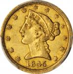 1845-O Liberty Head Half Eagle. Winter Variety 1 (1-A), the only known dies. EF-45 (PCGS). CAC.