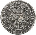 CHINESE CHOPMARKS: BOLIVIA: Carlos III， 1759-1788， AR 8 reales， 1770-PTS， KM-45， 34Columnario34 or 3