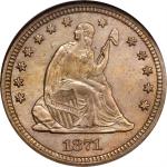 1871-S Liberty Seated Quarter. Briggs 1-A, the only known dies. MS-62 (NGC).