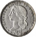 COLOMBIA. Peso, 1871/0. Medellin Mint. PCGS AU-53 Gold Shield.