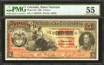 COLOMBIA. Banco Nacional. 5 Pesos. March 4, 1895. P-235a. PMG About Uncirculated 55.