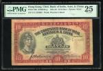1934年印度新金山中国渣打银行10元，编号T/G 233902，PMG 25，有墨
