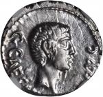 OCTAVIAN. AR Denarius (3.77 gms), Military Mint in Italy, ca. 40 B.C. NGC AU, Strike: 5/5 Surface: 5
