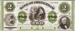 Amsterdam, New York. Bank of Amsterdam. Nov. 1, 1860. $2. Uncirculated. Proof.