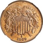 1869 Two-Cent Piece. MS-67 RB (NGC).