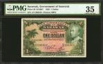1935年沙劳越政府一圆 SARAWAK. Government of Sarawak. 1 Dollar, 1935. P-20. PMG Choice Very Fine 35.