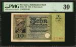 GERMANY. Stabilization Bank. 10 Rentenmark, 1925. P-170. PMG Very Fine 30.