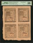Uncut Sheet of (4) DE-76-79. Delaware. January 1, 1776. 4s-5s-6s-10s. PMG Choice About Uncirculated 