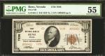 Reno, Nevada. $10  1929 Ty. 2. Fr. 1801-2. First NB. Charter #7038.2. PMG About Uncirculated 55.