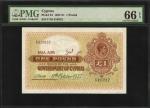 CYPRUS. Government of Cyprus. 1 Pound, 1937-51. P-24. PMG Gem Uncirculated 66 EPQ.