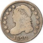 1822 Capped Bust Dime. JR-1, the only known dies. Rarity-3+. Good-6 (PCGS).
