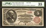 New York, New York. $5 1882 Brown Back. Fr. 468. The Leather Manufacturers NB. Charter #1196. PMG Ch