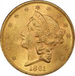 1861 Liberty Head Double Eagle. MS-63+ (PCGS).
