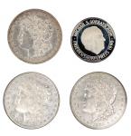 1881、1896、1904、1990 年评级外国银币，共4 枚