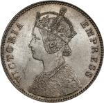 1879-C年印度1卢比。加尔各答铸币厂。INDIA. Rupee, 1879-C. Calcutta Mint. Victoria. PCGS MS-65.