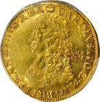 GREAT BRITAIN. Unite (20 Shillings), ND (1660-62). London Mint; im: Crown. Charles II. PCGS AU-58 Go