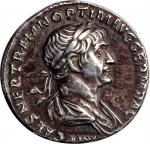 TRAJAN, A.D. 98-117. AR Denarius (3.55 gms), Rome Mint, ca. A.D. 116-117. CHOICE VERY FINE.