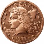 1977 Pattern Liberty Dollar. By Frank Gasparro. Private Copy. Copper. Reeded Edge. Mint State.