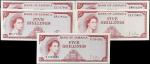 JAMAICA. Lot of (5). Bank of Jamaica. 5 Shillings, 1960. P-49, 51Aa to 51Ad. About Uncirculated to U