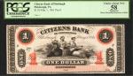 Pittsburgh, Pennsylvania. Citizens Bank of Pittsburgh. May 1, 1861. $1. PCGS Choice About New 58 App