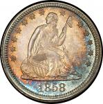 1858 Liberty Seated Quarter. Mint State-66+ (PCGS).