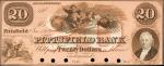 Pittsfield, Massachusetts. Pittsfield Bank. June 1, 1857. $20. Choice Uncirculated. Proof.