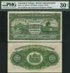 Government of Trinidad and Tobago, $20, 1 January 1943, serial number 4A 20743, green on multicolour