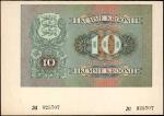 1928年爱沙尼亚银行10克罗尼。反面样张。 ESTONIA. Bank of Estonia. 10 Krooni, 1928. P-63p2. Back Proof. About Uncircul