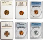 Lot of (6) Certified Mint State Lincoln Cents. Wheat Ears Reverse.