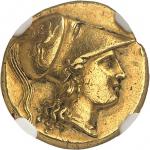 GRÈCE ANTIQUE - GREEKSicile, Syracuse, Agathoclès (317-289 av. J.-C.). Statère d’or (double décadrac