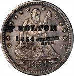 F. BOLTON / 1854 CHATHAM / CONN on an 1854 Liberty Seated quarter. Brunk-Unlisted, Rulau-Unlisted. H