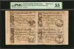 Uncut Sheet of (4) SC-145-149. South Carolina. April 10, 1778. 2 Shilling, 6 Pence-3 Shilling, 9 Pen