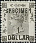 Hong Kong 1898 Surcharges Without Chinese Characters $1 on 96c. grey-black overprinted "<H>specimen"