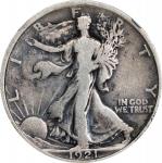 1921 Walking Liberty Half Dollar. VG-10 (NGC).