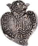 BOLIVIA. Heart-Shaped & Holed Cob 8 Reales, 1719-P Y. Potosi Mint. Philip V. NGC EF-45.