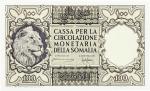 SOMALIETerritoire sous tutelle italienne (1950-1960). Billet de 100 somali 1950, Rome.