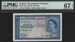 Government of Cyprus, [Top Pop] 250 Mils, 1st February 1956, serial number A/7 158734, (Pick 33a, BN