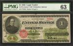 Fr. 17a. 1862 $1 Legal Tender Note. PMG Choice Uncirculated 63.