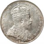 1904-B年海峡殖民地一圆银币。孟买铸币厂。STRAITS SETTLEMENTS. Dollar, 1904-B. Bombay Mint. Edward VII. PCGS MS-61.