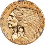 1910 Indian Quarter Eagle. MS-63 (NGC).