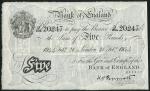 Bank of England, K.O. Peppiatt, ｣5 (2), London, 1944, 1945, prefix D/204, H84, black and white, orna