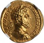 LUCIUS VERUS, A.D. 161-169. AV Aureus (7.27 gms), Rome Mint, ca. A.D. 166-167. NGC AU, Strike: 5/5 S