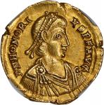 HONORIUS, A.D. 393-423. AV Solidus (4.47 gms), Ravenna Mint, A.D. 402-406. NGC Ch EF, Strike: 5/5 Su